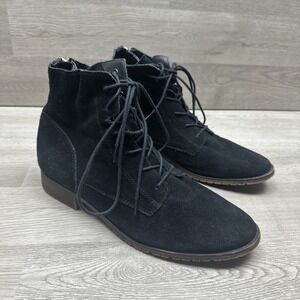 Steve Madden Rawlings Leather Lace Up Black Booties Size 10M Very Nice
